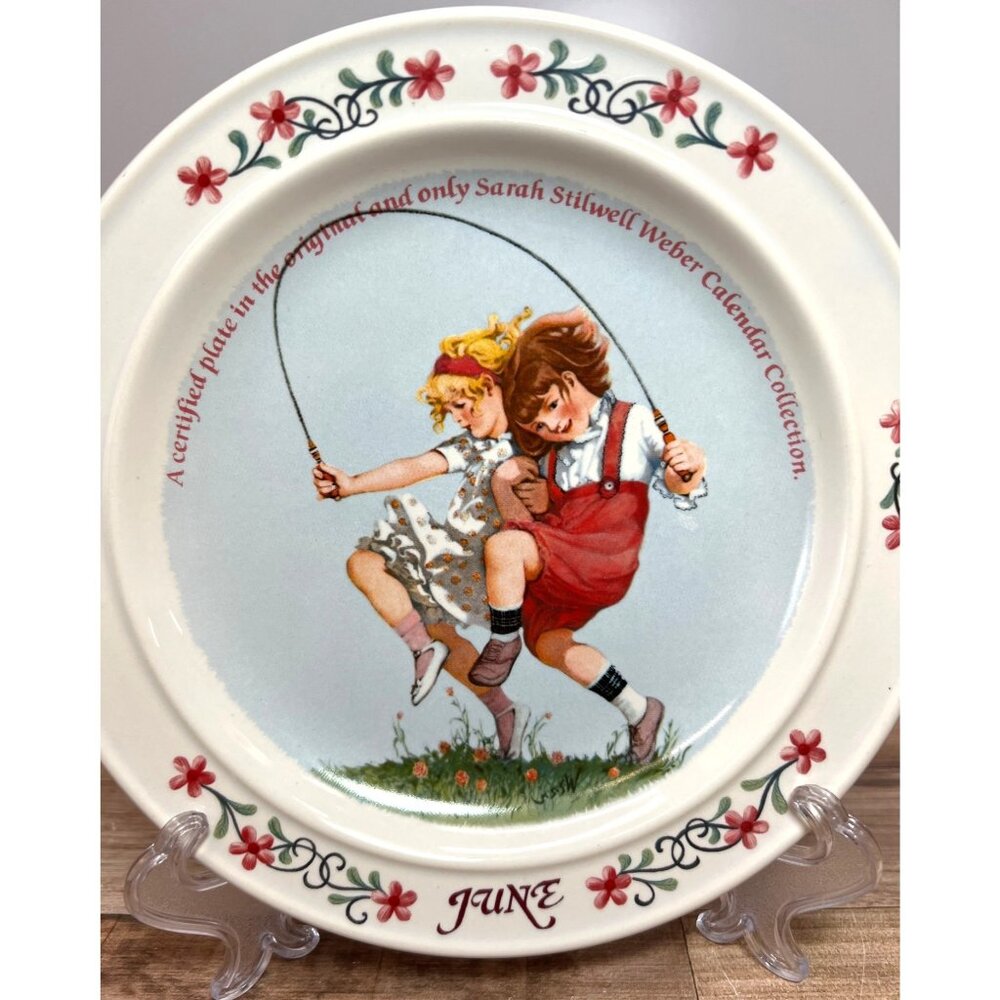 Sarah Stilwell Weber June Calendar Plate By Newell Pottery Co. 1984 Collectible - Picture 2 of 3